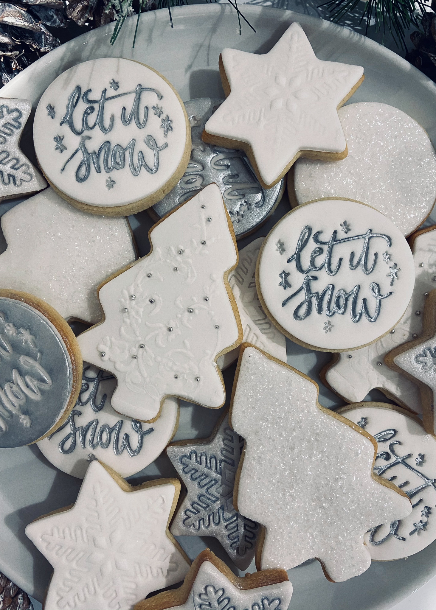 Christmas themed ice biscuits