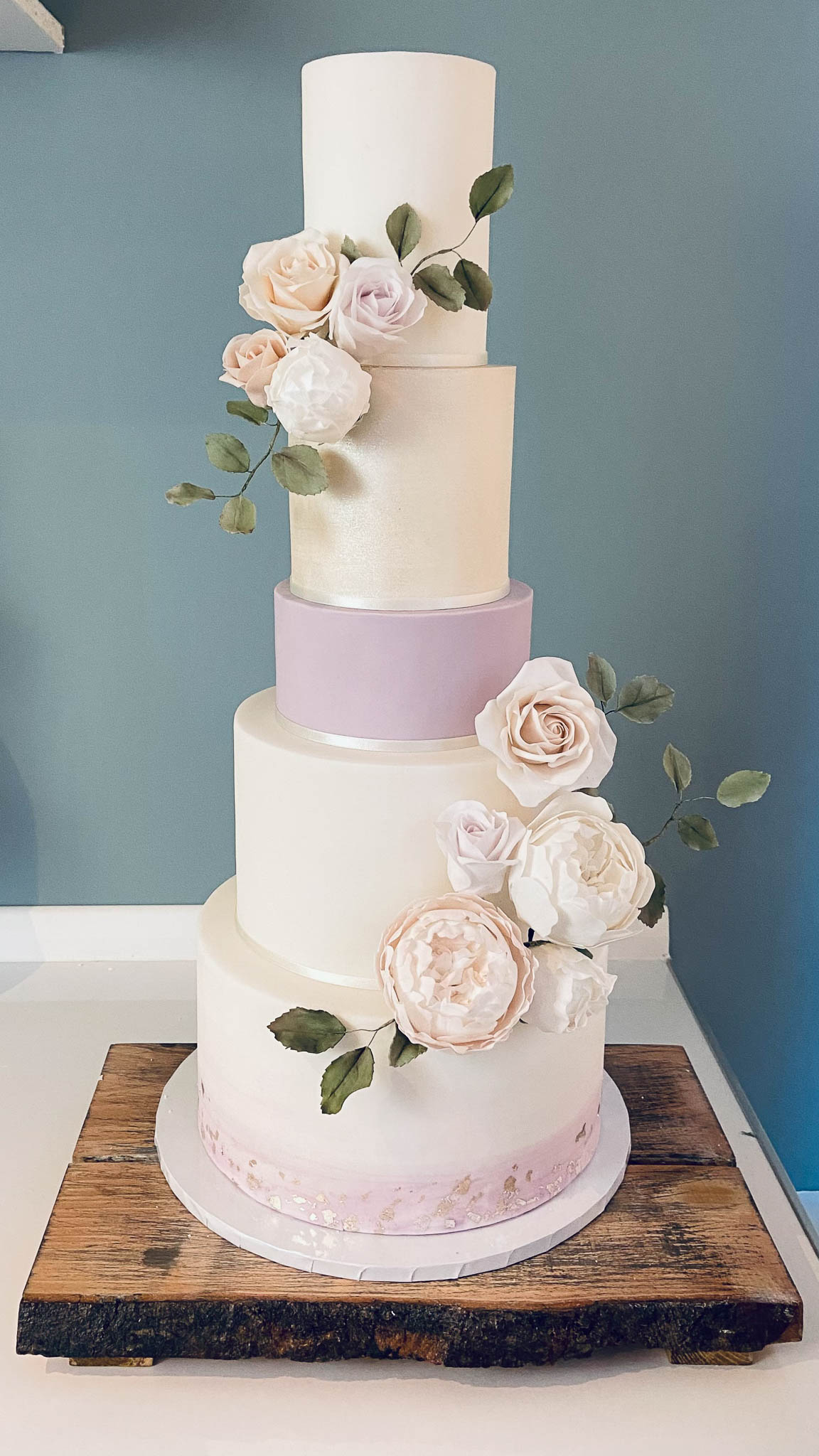 Contemporary wedding cake luxury sugar flowers Aberdeen Scotland