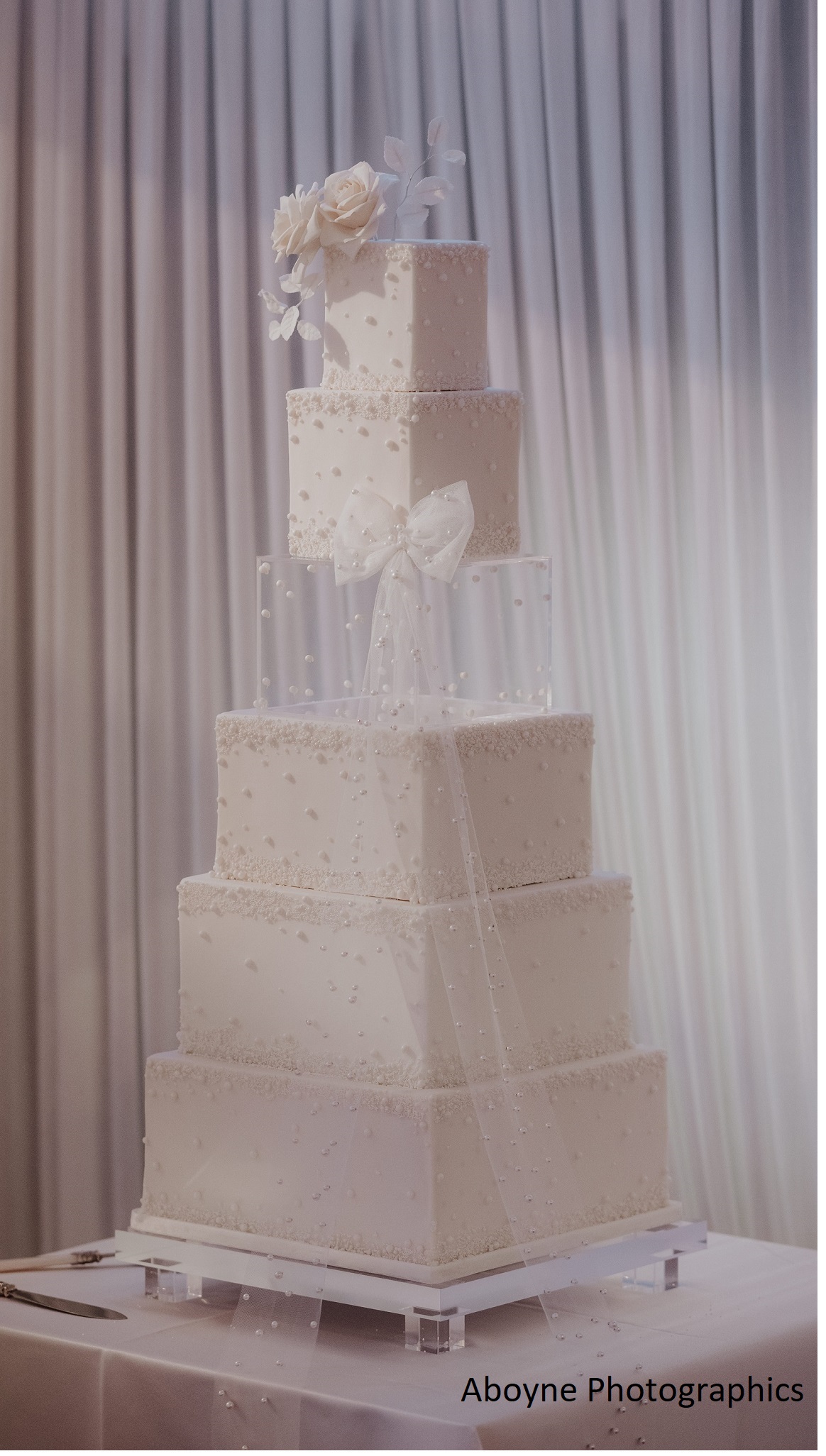 Luxury 5 tiers square pearls wedding cake The Marcliffe Aberdeen Scotland