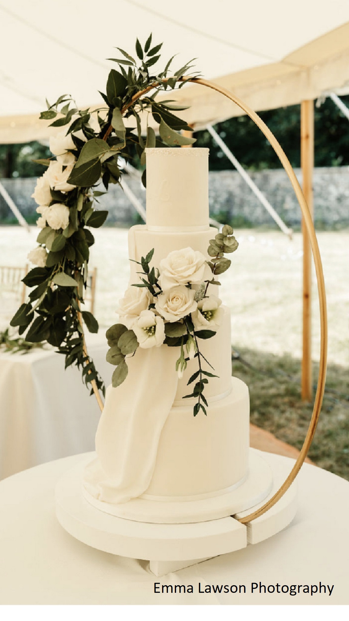 Stunning luxury white wedding cake sugar flowers sugar drapes Wardhill Castle Aberdeen Scotland